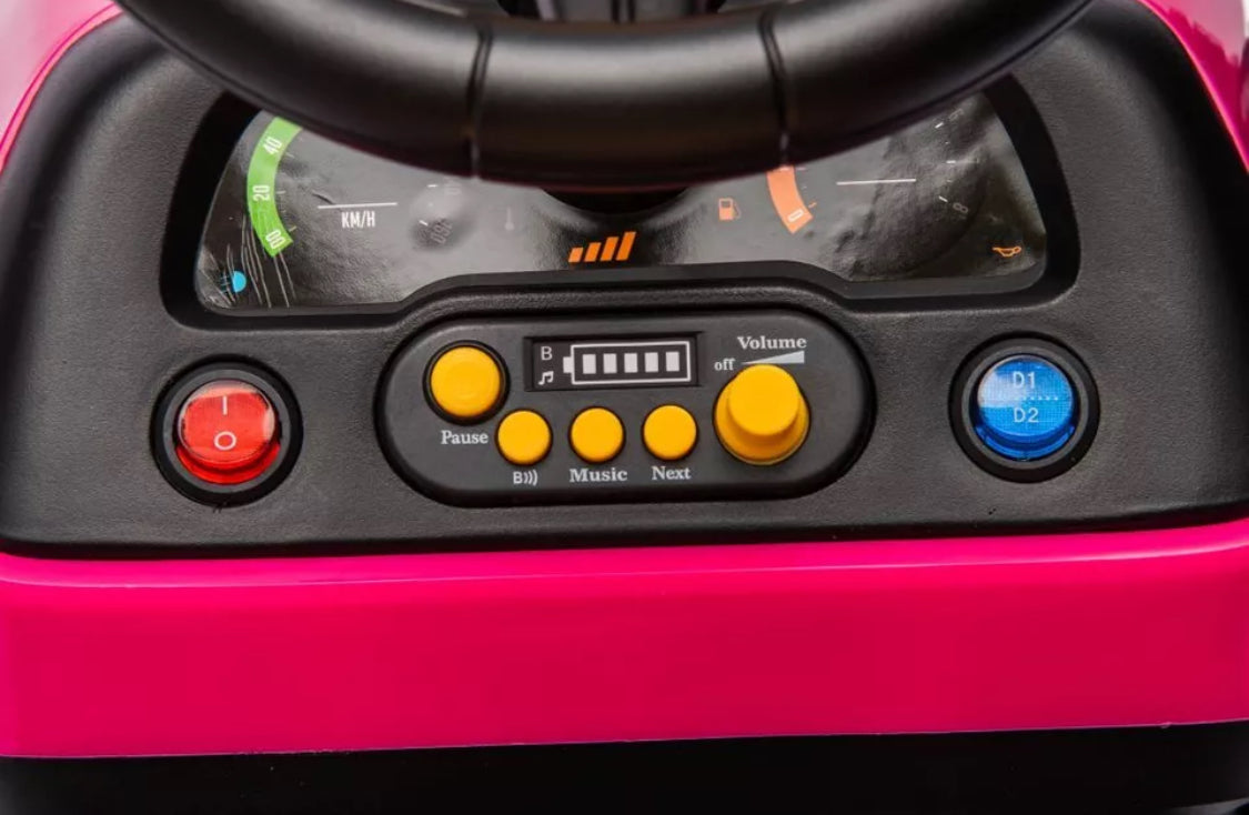 12V Electric Kids Ride on Tractor and Trailer with Remote - UPGRADED: EVA Wheel - PINK/ GREEN/ BLUE