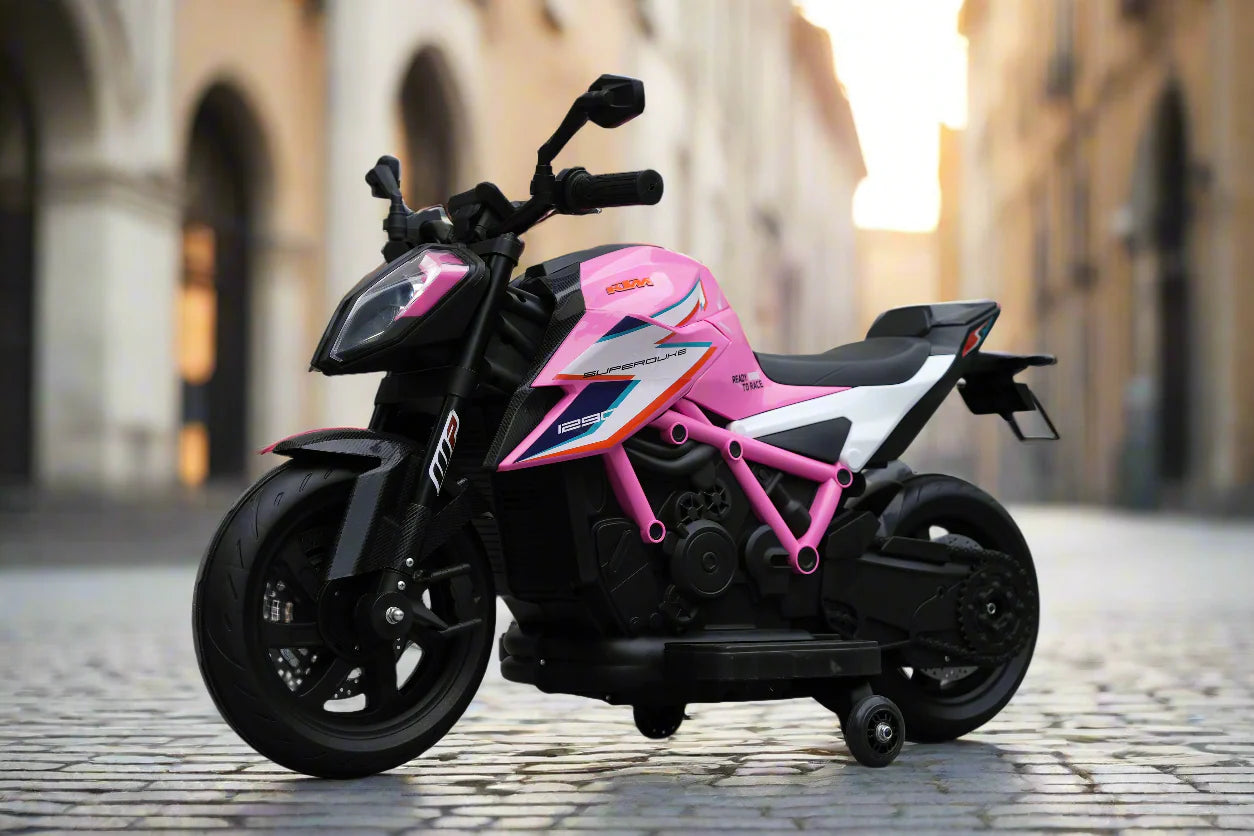 Officially Licensed KTM Superduke 12v Electric Ride On Kids Motor Bike with Stabilizers - Choice of x4 Colours