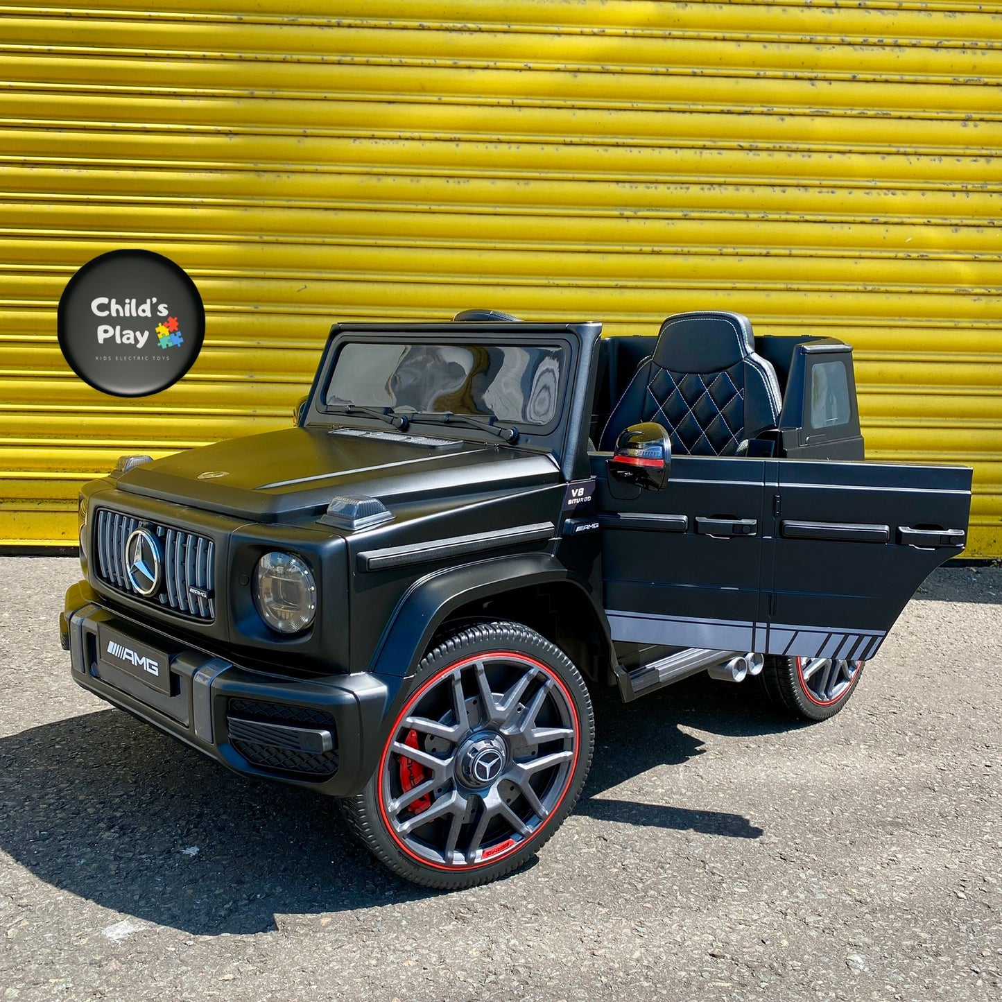 Kids Electric LIMITED EDITION 12v Mercedes G63 G Wagon SATIN MATT BLACK EDITION Upgraded leather seat & rubber wheels COMPACT