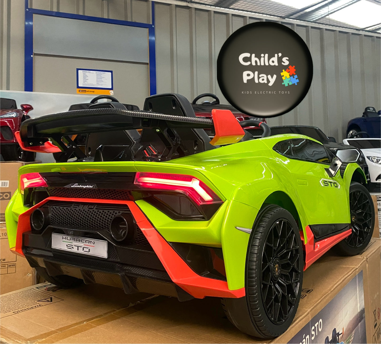 Licensed Lamborghini Huracan STO 24v DRIFT MODE Kids Electric Ride on Car- FASTEST RIDE ON CAR ON MARKET! GREEN