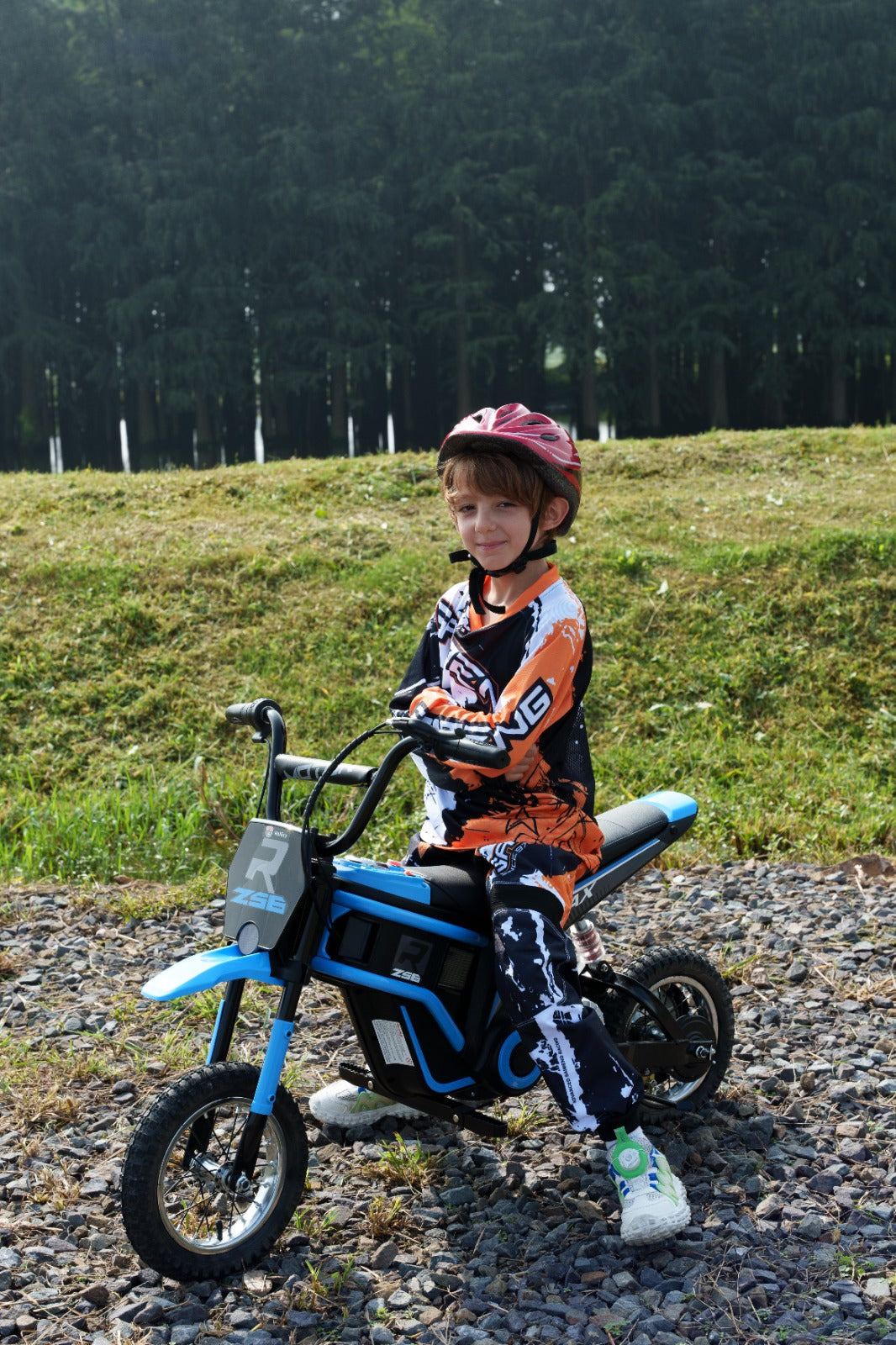 24V Electric Motorbike with Twist Grip Throttle, Music, Horn, 12" Pneumatic Tyres, Choice of x3 Colours