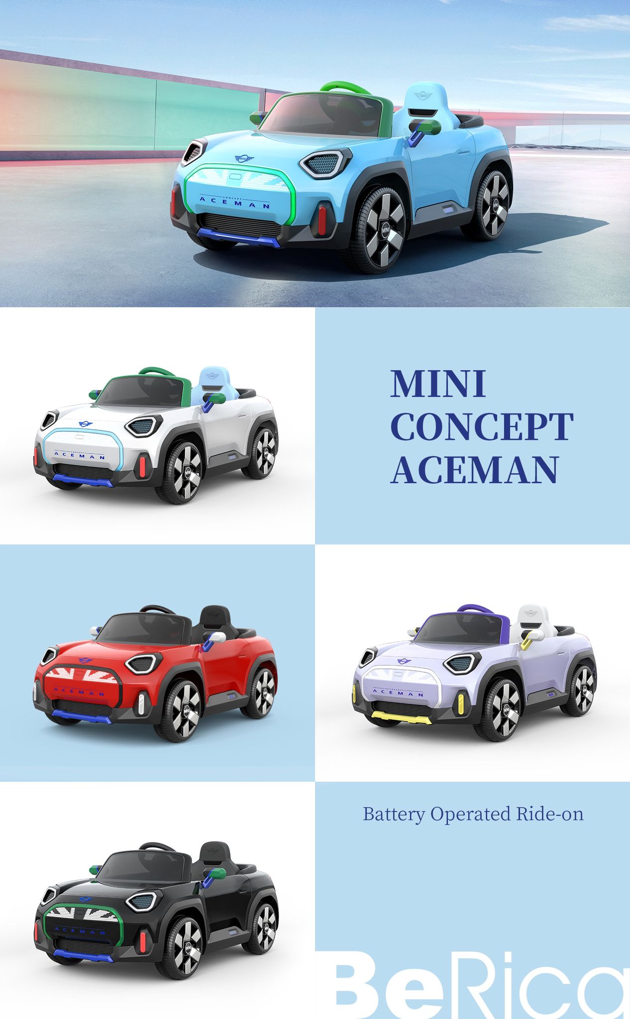 NEW 12v Licensed Mini Aceman Ride On Car Choose x3 Colours