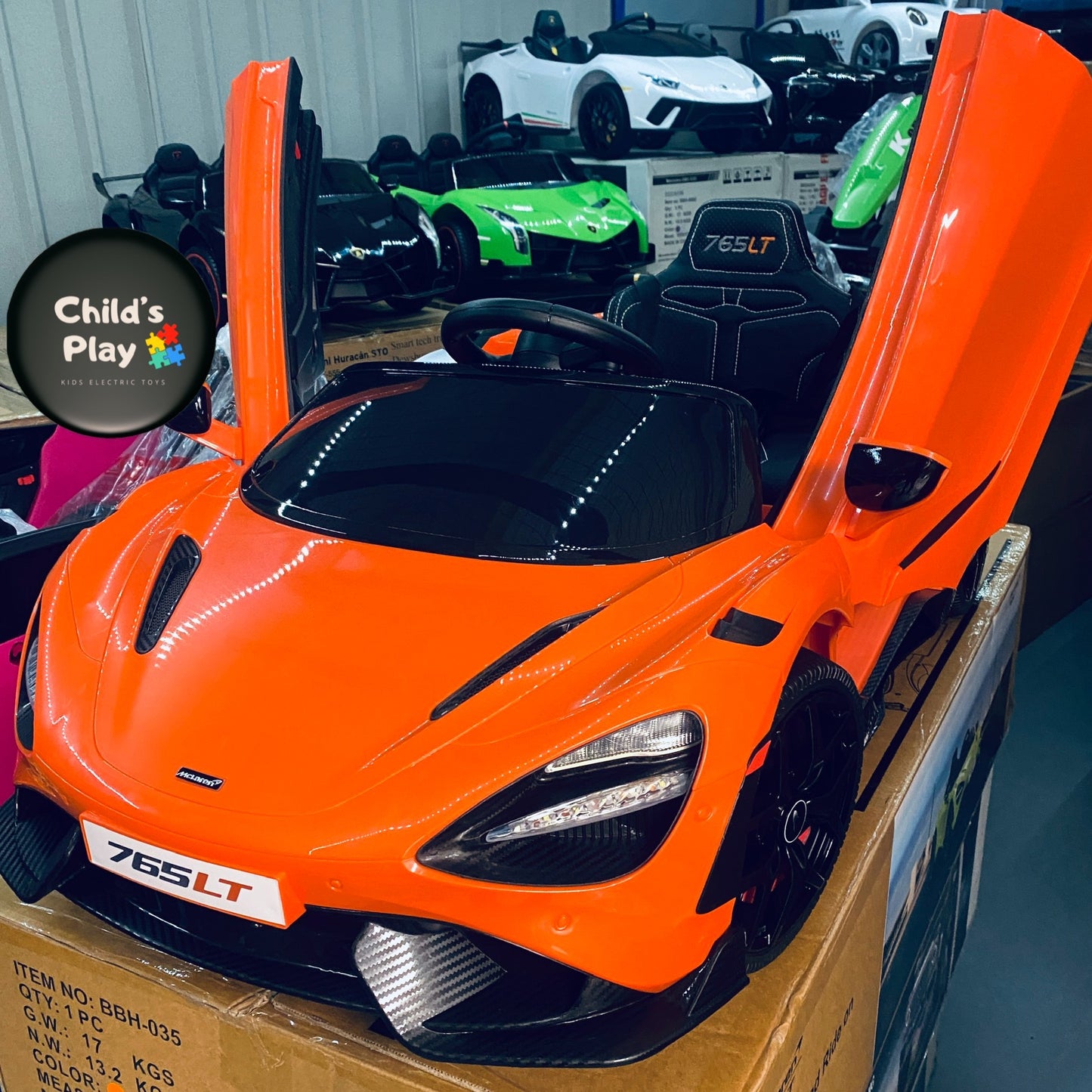 Licensed Mclaren 765LT Electric 12V Kids Ride on Toy Car With Remote - ORANGE