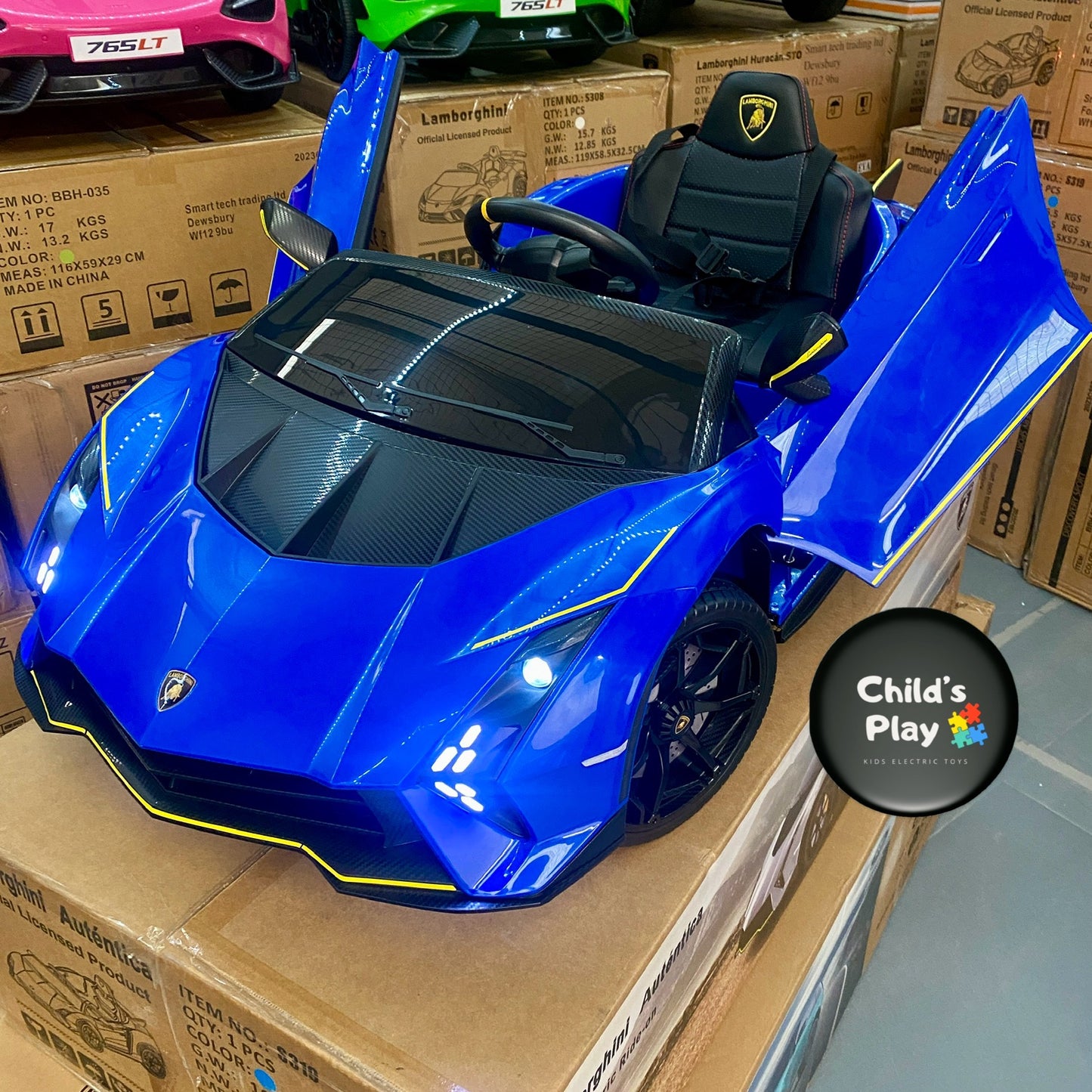 Licensed Lamborghini Autentica 12V Kids Ride on Car With Remote -BLUE