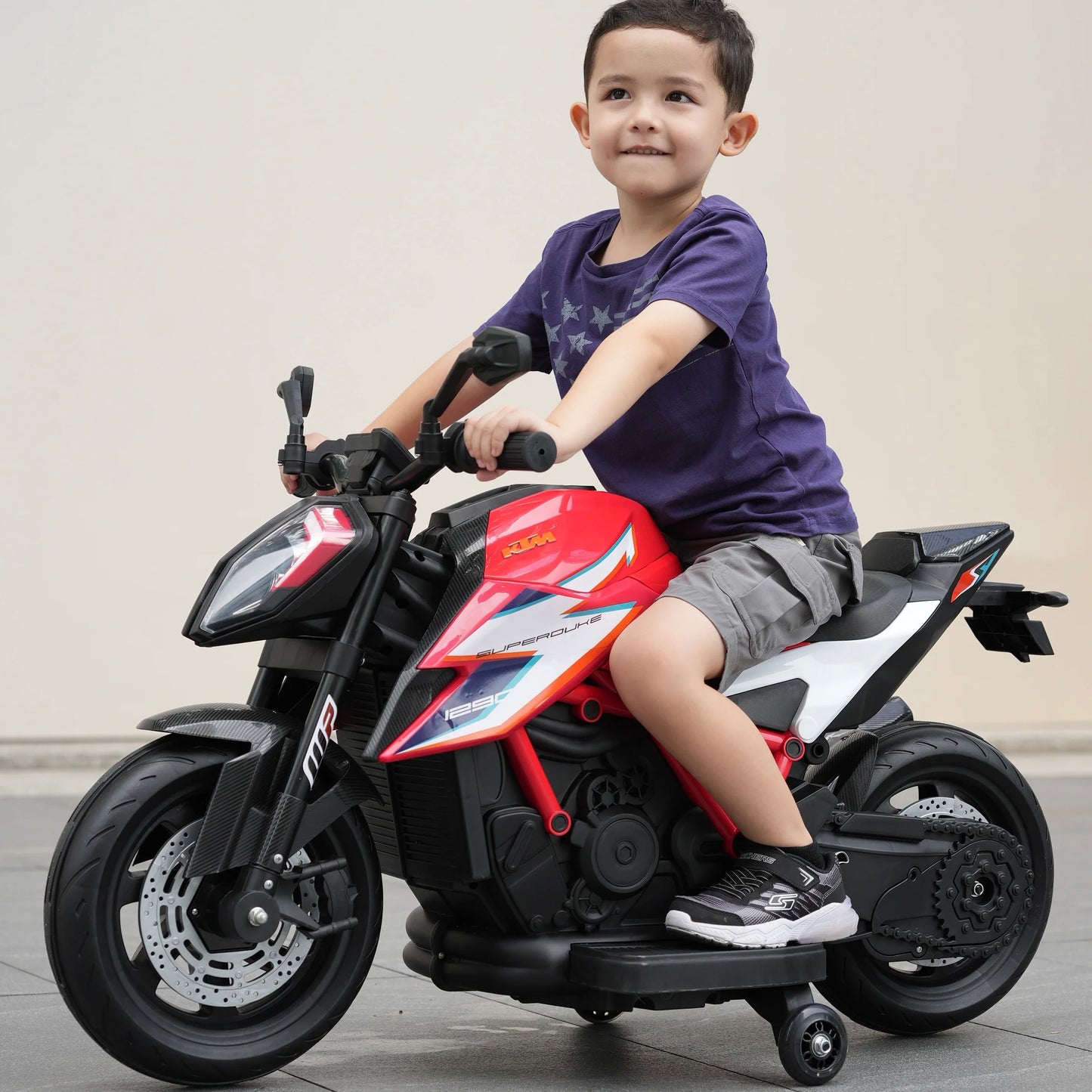 Officially Licensed KTM Superduke 12v Electric Ride On Kids Motor Bike with Stabilizers - Choice of x4 Colours