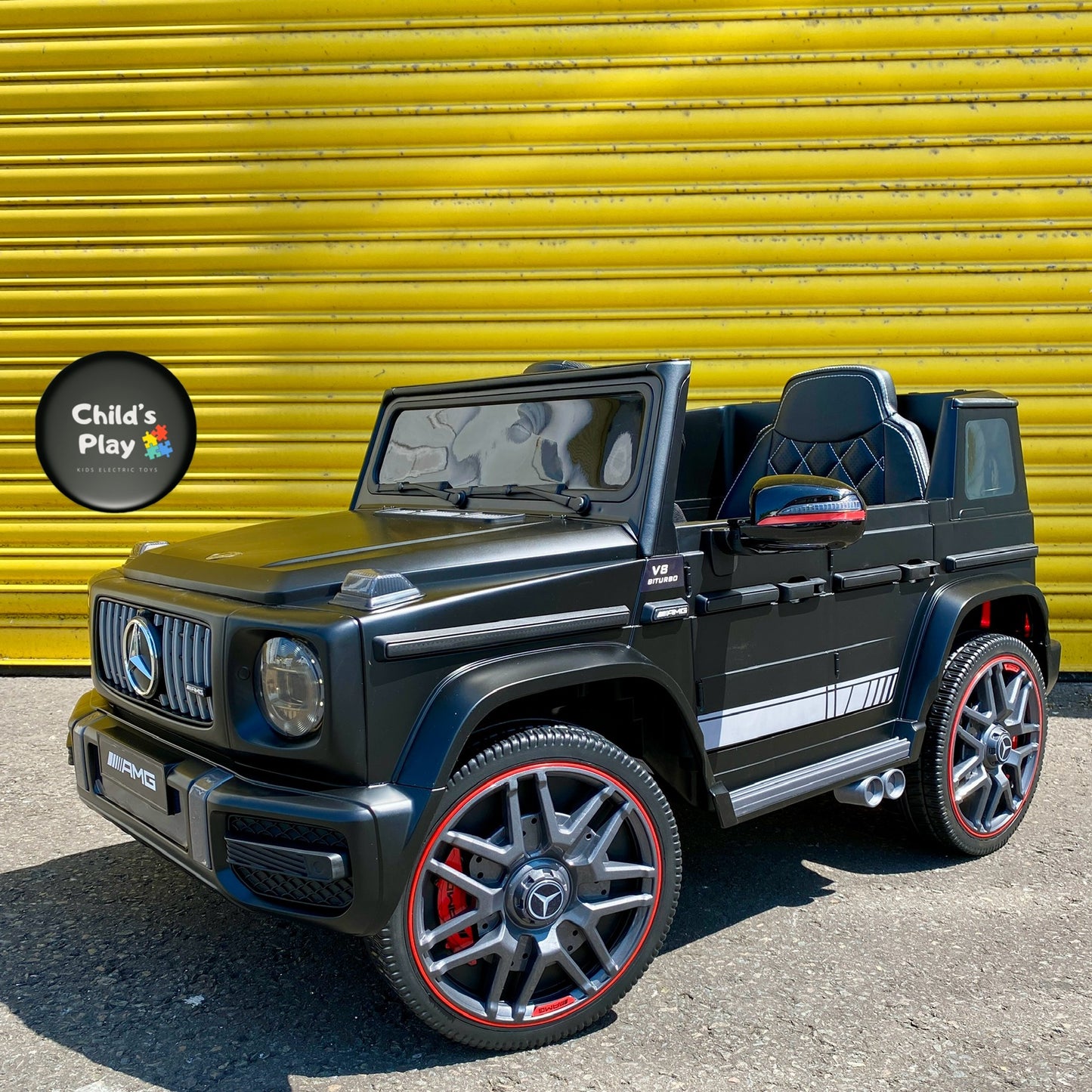 Kids Electric LIMITED EDITION 12v Mercedes G63 G Wagon SATIN MATT BLACK EDITION Upgraded leather seat & rubber wheels COMPACT