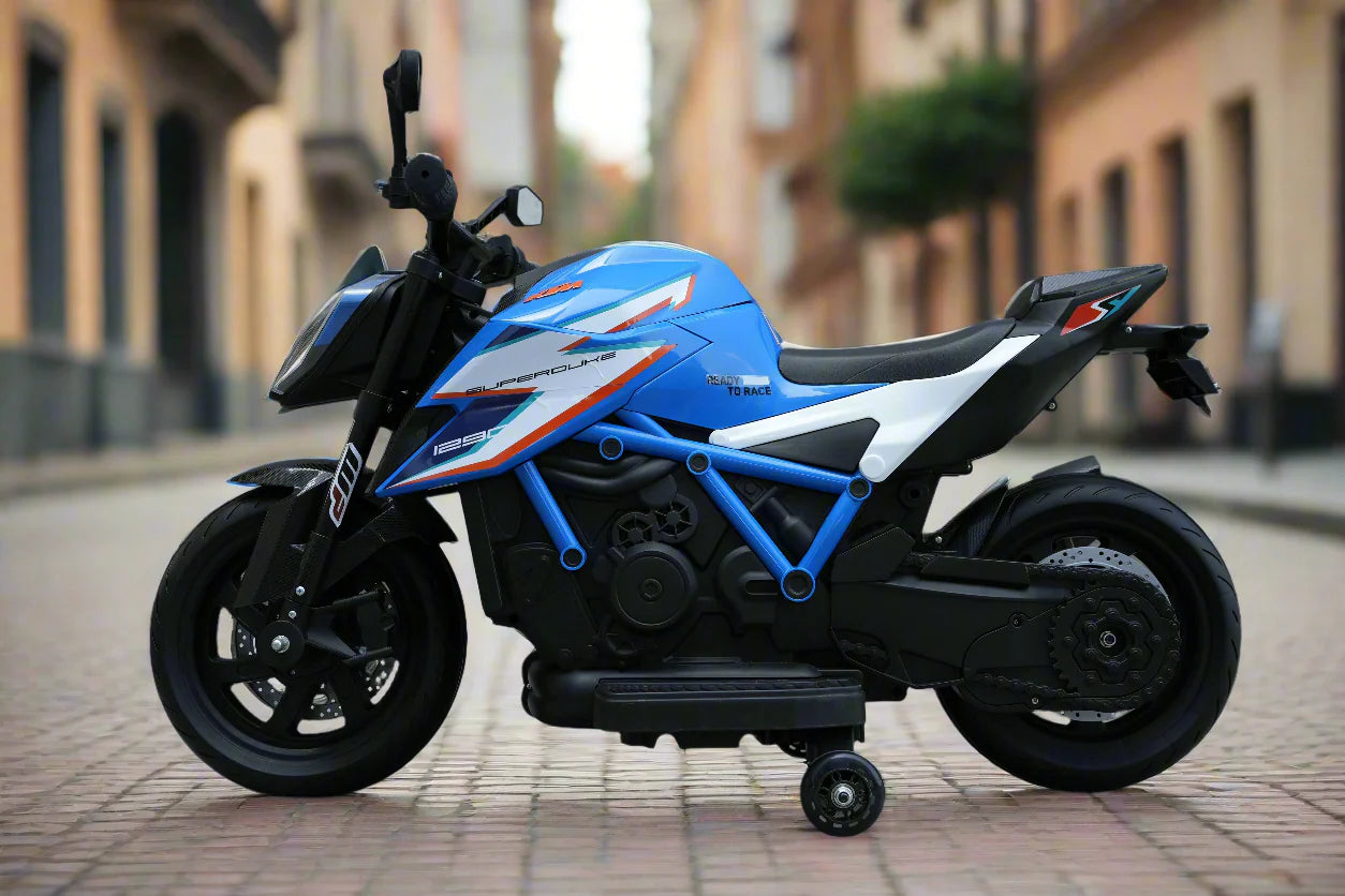Officially Licensed KTM Superduke 12v Electric Ride On Kids Motor Bike with Stabilizers - Choice of x4 Colours