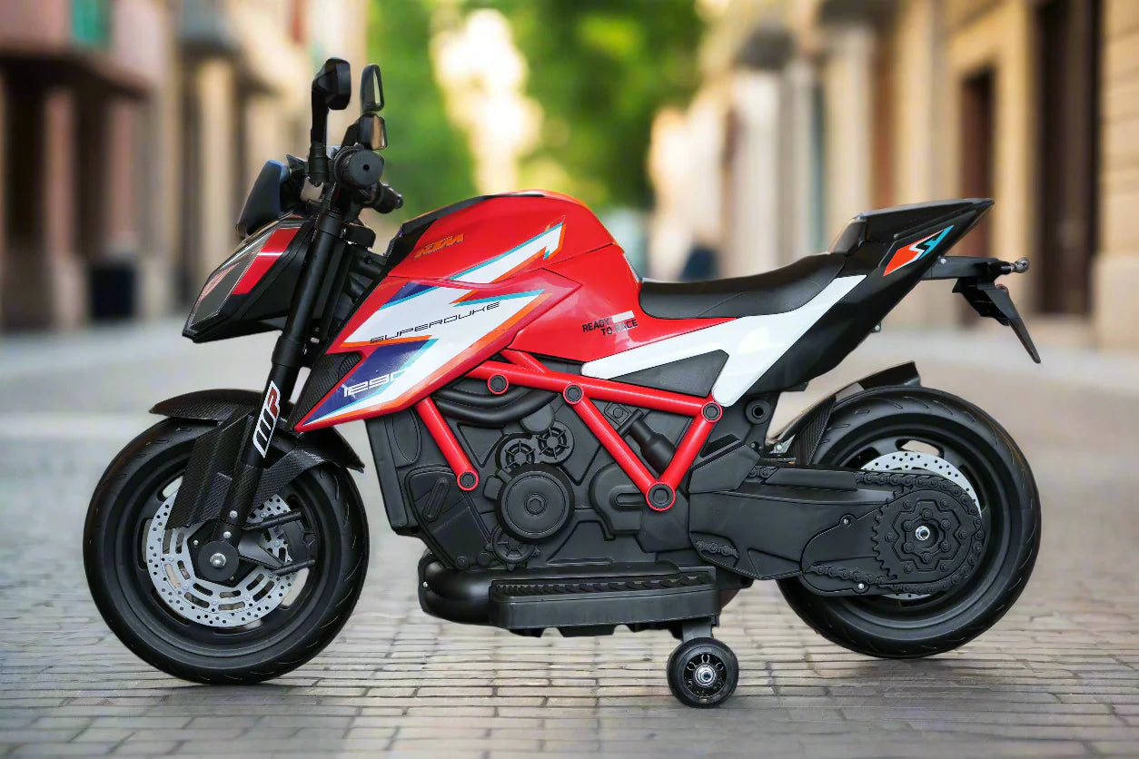 Officially Licensed KTM Superduke 12v Electric Ride On Kids Motor Bike with Stabilizers - Choice of x4 Colours