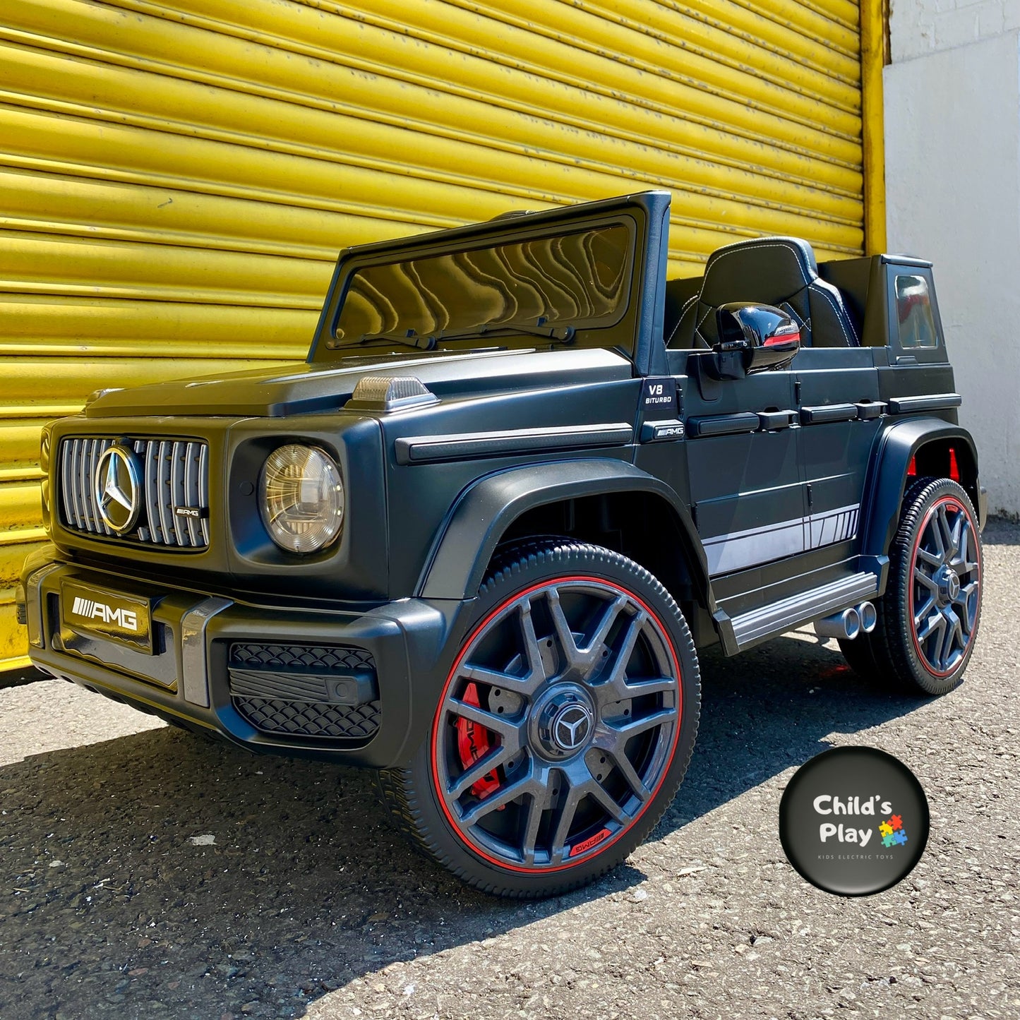 Kids Electric LIMITED EDITION 12v Mercedes G63 G Wagon SATIN MATT BLACK EDITION Upgraded leather seat & rubber wheels COMPACT