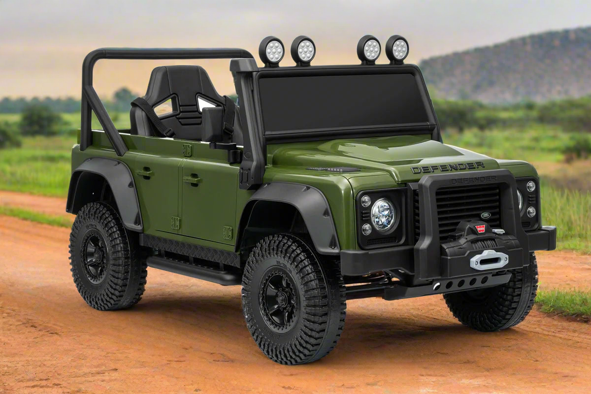 Licensed Land Rover
Defender 110 SVX/ PREMIUM SPEC 24v Battery/ Eva Rubber Wheels!