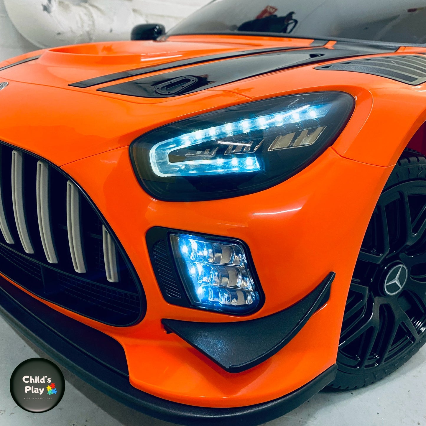 Mercedes AMG GT3 EVO 12V Kids Electric Ride On Car Remote Sport UPGRADED SPEC- ORANGE/ GREEN