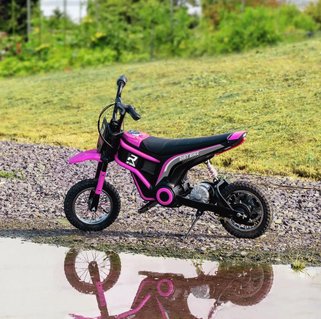 24V Electric Motorbike with Twist Grip Throttle, Music, Horn, 12" Pneumatic Tyres, Choice of x3 Colours