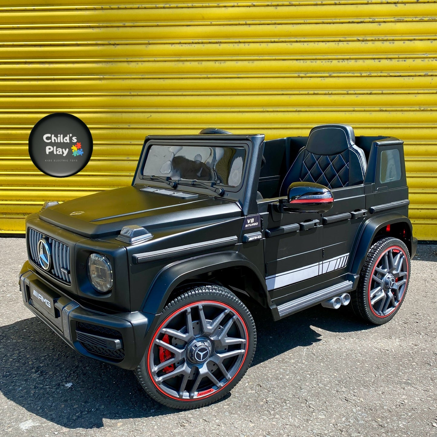 Kids Electric LIMITED EDITION 12v Mercedes G63 G Wagon SATIN MATT BLACK EDITION Upgraded leather seat & rubber wheels COMPACT