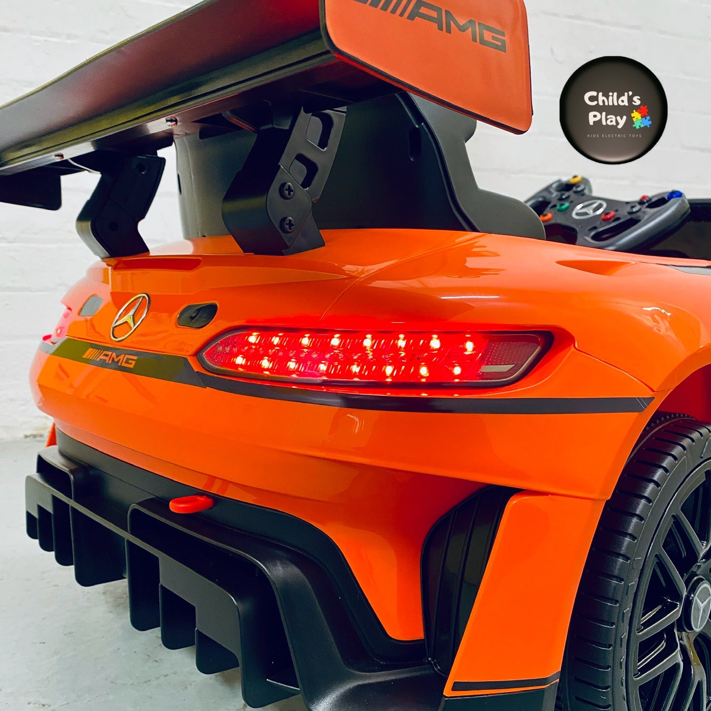 Mercedes AMG GT3 EVO 12V Kids Electric Ride On Car Remote Sport UPGRADED SPEC- ORANGE/ GREEN