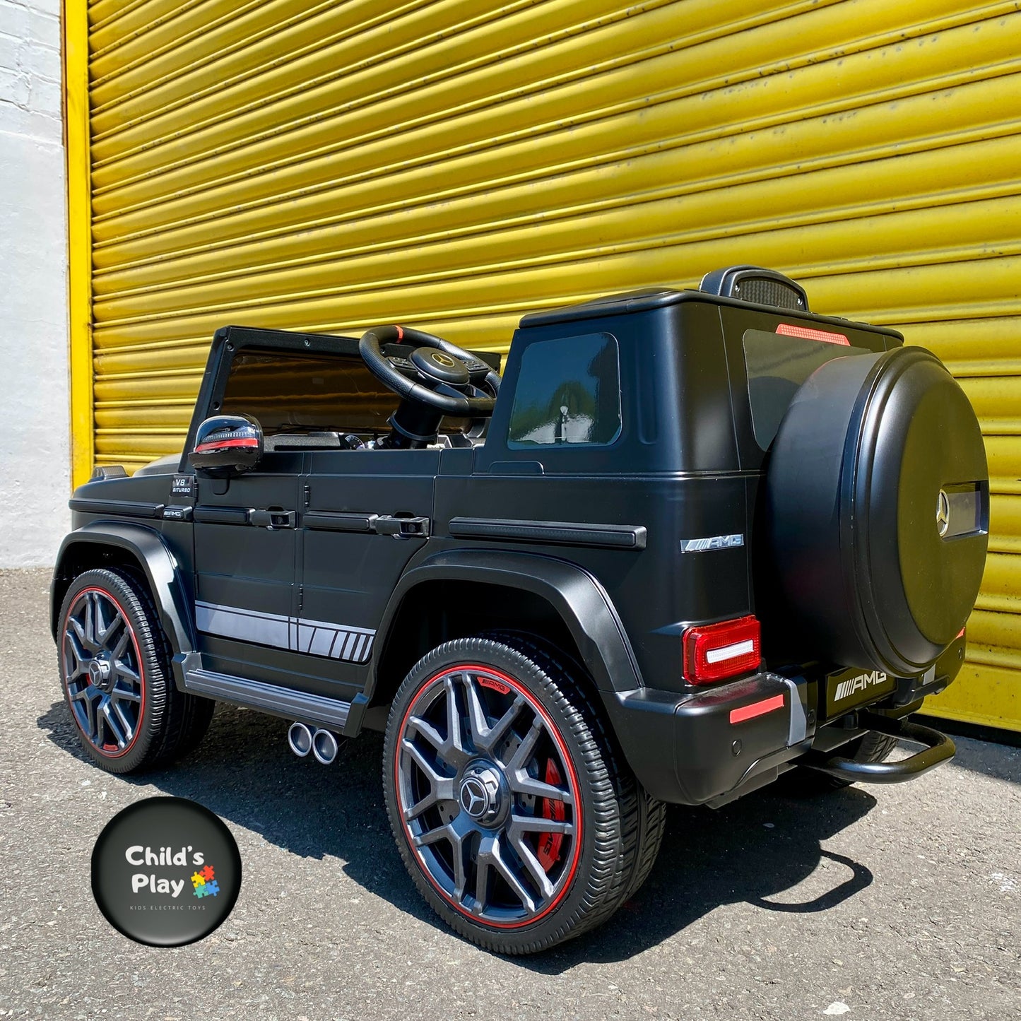 Kids Electric LIMITED EDITION 12v Mercedes G63 G Wagon SATIN MATT BLACK EDITION Upgraded leather seat & rubber wheels COMPACT