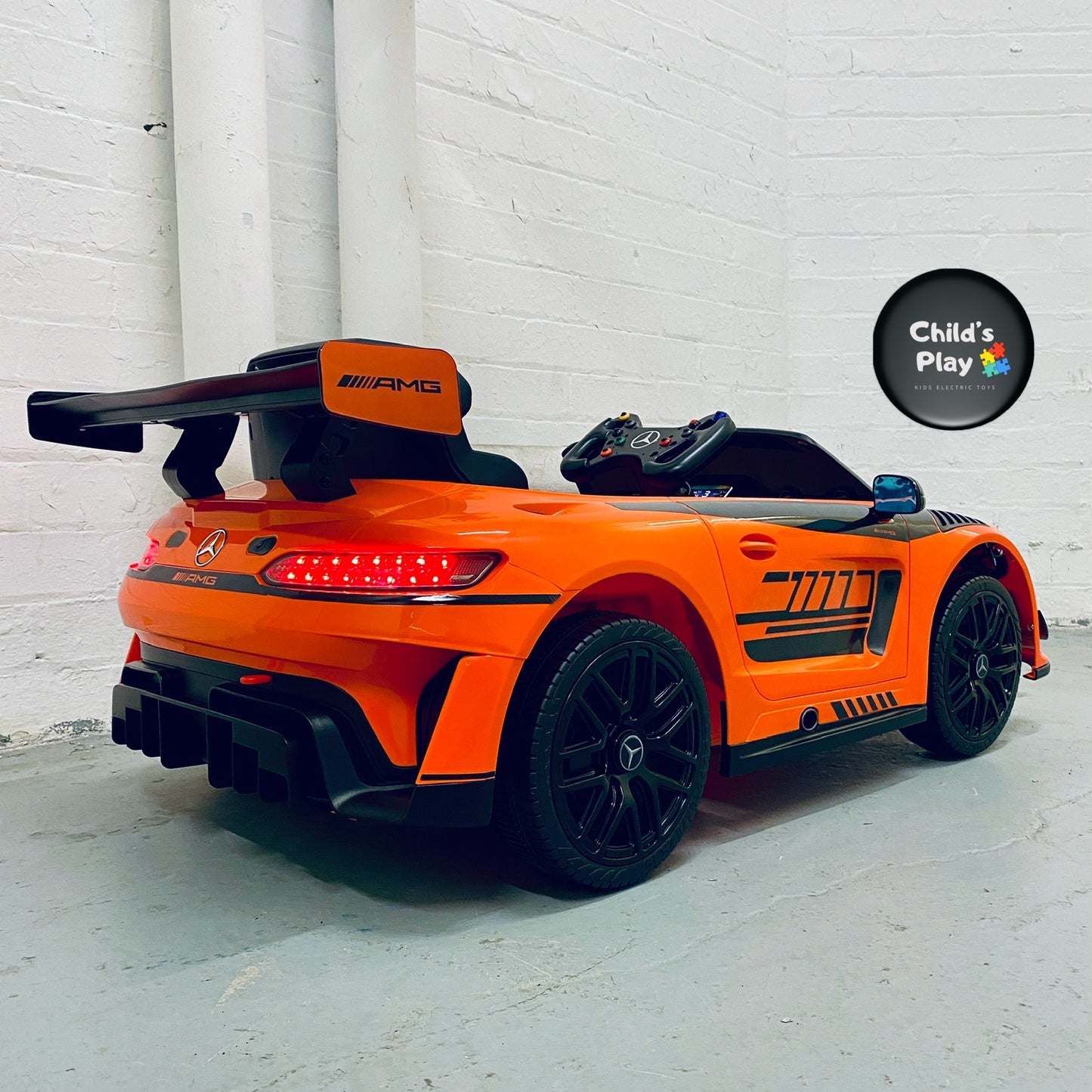 Mercedes AMG GT3 EVO 12V Kids Electric Ride On Car Remote Sport UPGRADED SPEC- ORANGE/ GREEN
