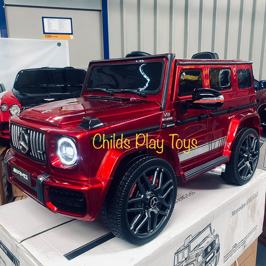 Kids Electric 12v Mercedes G63 G Wagon with Upgraded leather seat & rubber wheels COMPACT/ CANDY RED METALLIC *PRE ORDER*