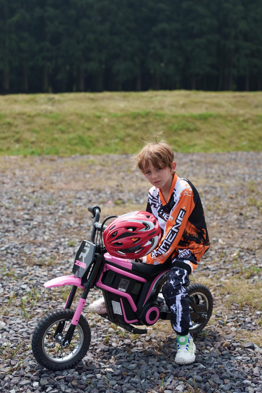 24V Electric Motorbike with Twist Grip Throttle, Music, Horn, 12" Pneumatic Tyres, Choice of x3 Colours