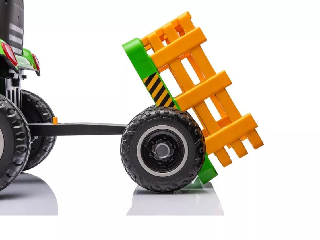 12V Electric Kids Ride on Tractor and Trailer with Remote - UPGRADED: EVA Wheel - PINK/ GREEN/ BLUE