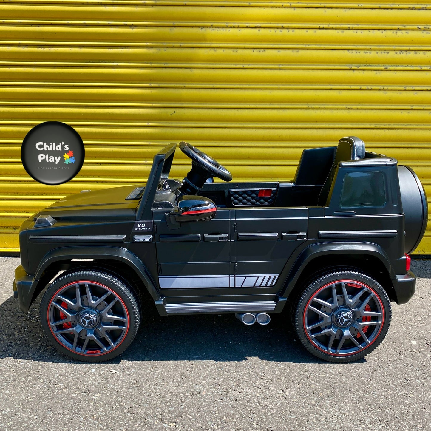 Kids Electric LIMITED EDITION 12v Mercedes G63 G Wagon SATIN MATT BLACK EDITION Upgraded leather seat & rubber wheels COMPACT