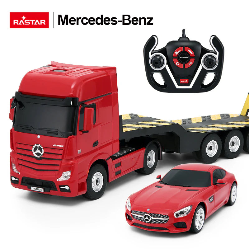 Rastar RC 1:26 Scale Mercedes-Benz Actros Truck and Toy Car with Remote - Choice of x2 Colours