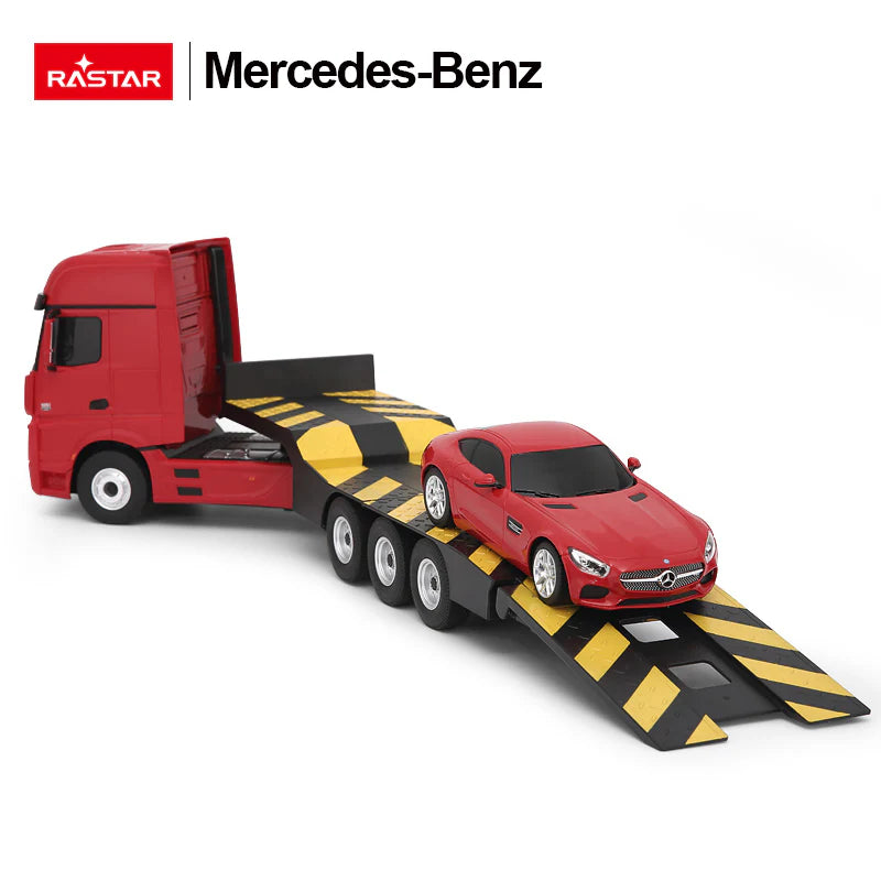 Rastar RC 1:26 Scale Mercedes-Benz Actros Truck and Toy Car with Remote - Choice of x2 Colours