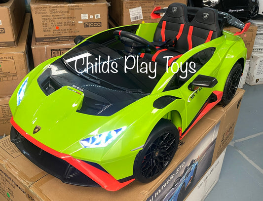 Licensed Lamborghini Huracan STO 24v DRIFT MODE Kids Electric Ride on Car- FASTEST RIDE ON CAR ON MARKET! GREEN