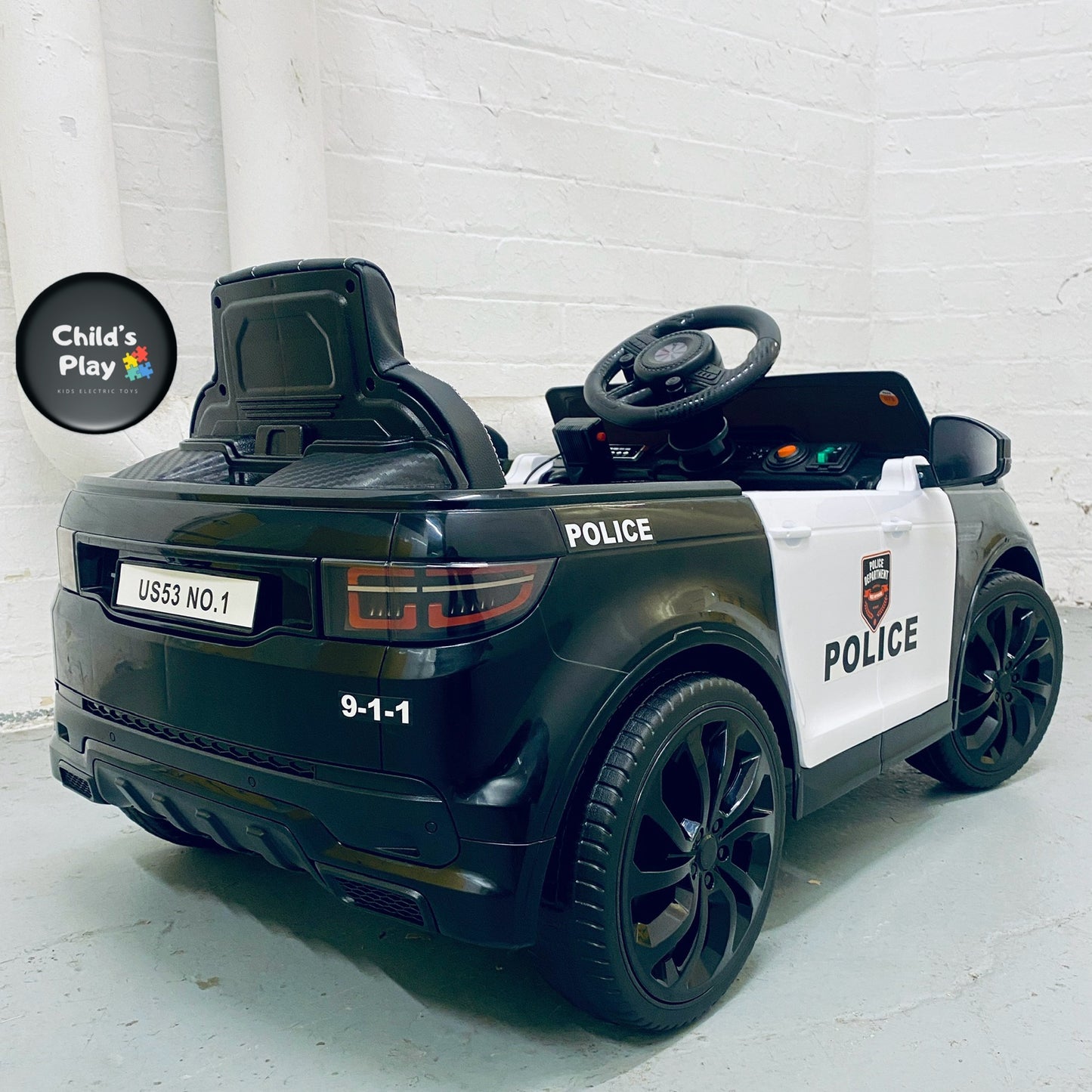 12v Kids Electric Ride On POLICE CAR BLACK