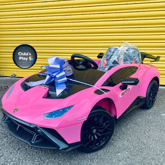 Licensed Lamborghini Huracan STO 24v DRIFT MODE Kids Electric Ride on Car PINK