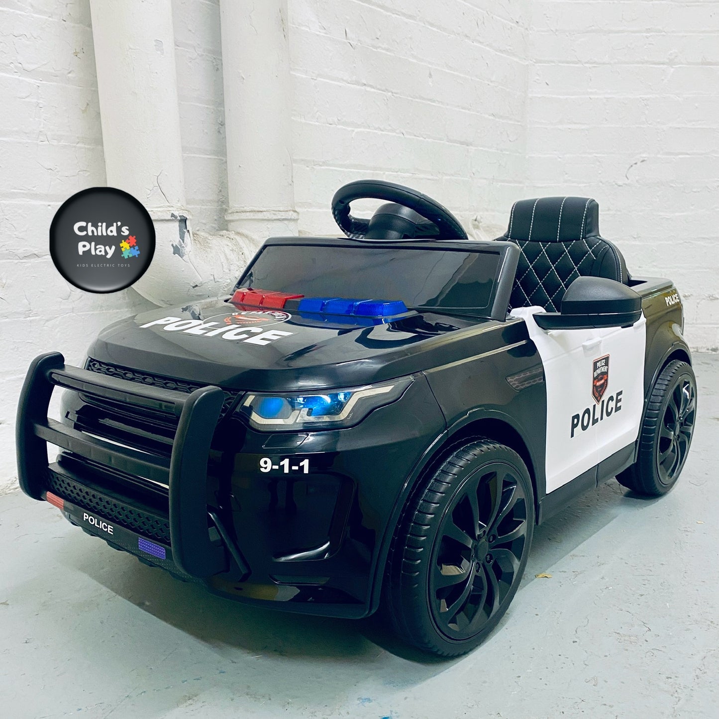 12v Kids Electric Ride On POLICE CAR BLACK