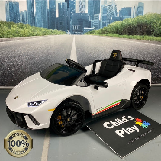 Licensed Lamborghini Huracan 12V Kids Ride on Car With Remote – WHITE