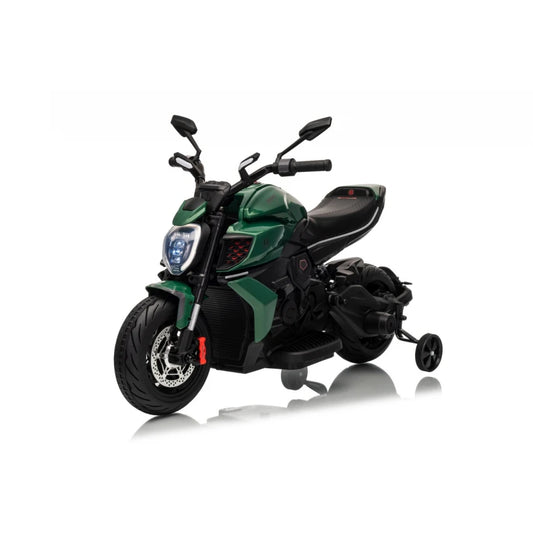 Ducati Diavel x Bentley Green 12v NEW EXCLUSIVE SHAPE Kids Electric Ride On Motorcycle (PRE-ORDER)