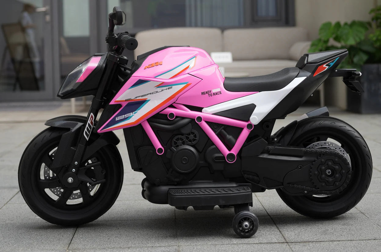 Officially Licensed KTM Superduke 12v Electric Ride On Kids Motor Bike with Stabilizers - Choice of x4 Colours