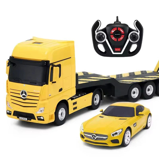 Rastar RC 1:26 Scale Mercedes-Benz Actros Truck and Toy Car with Remote - Choice of x2 Colours