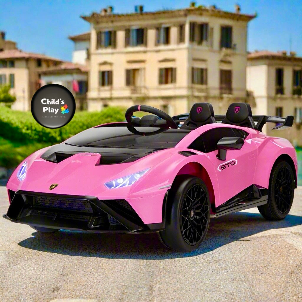 Licensed Lamborghini Huracan STO 24v DRIFT MODE Kids Electric Ride on Car PINK
