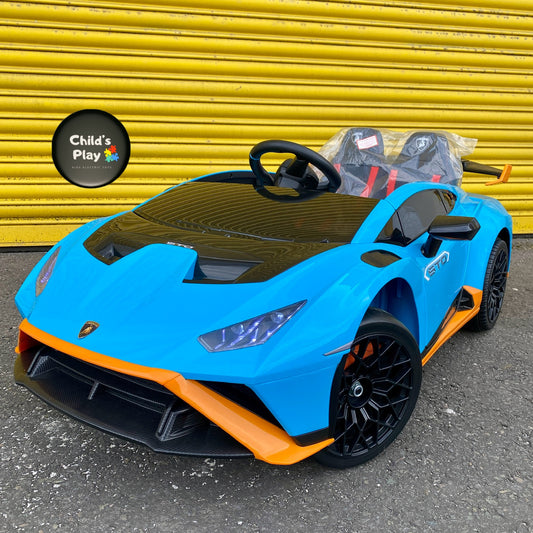 Licensed Lamborghini Huracan STO 24v DRIFT MODE Kids Electric Ride on Car- BLUE FASTEST RIDE ON CAR ON MARKET!