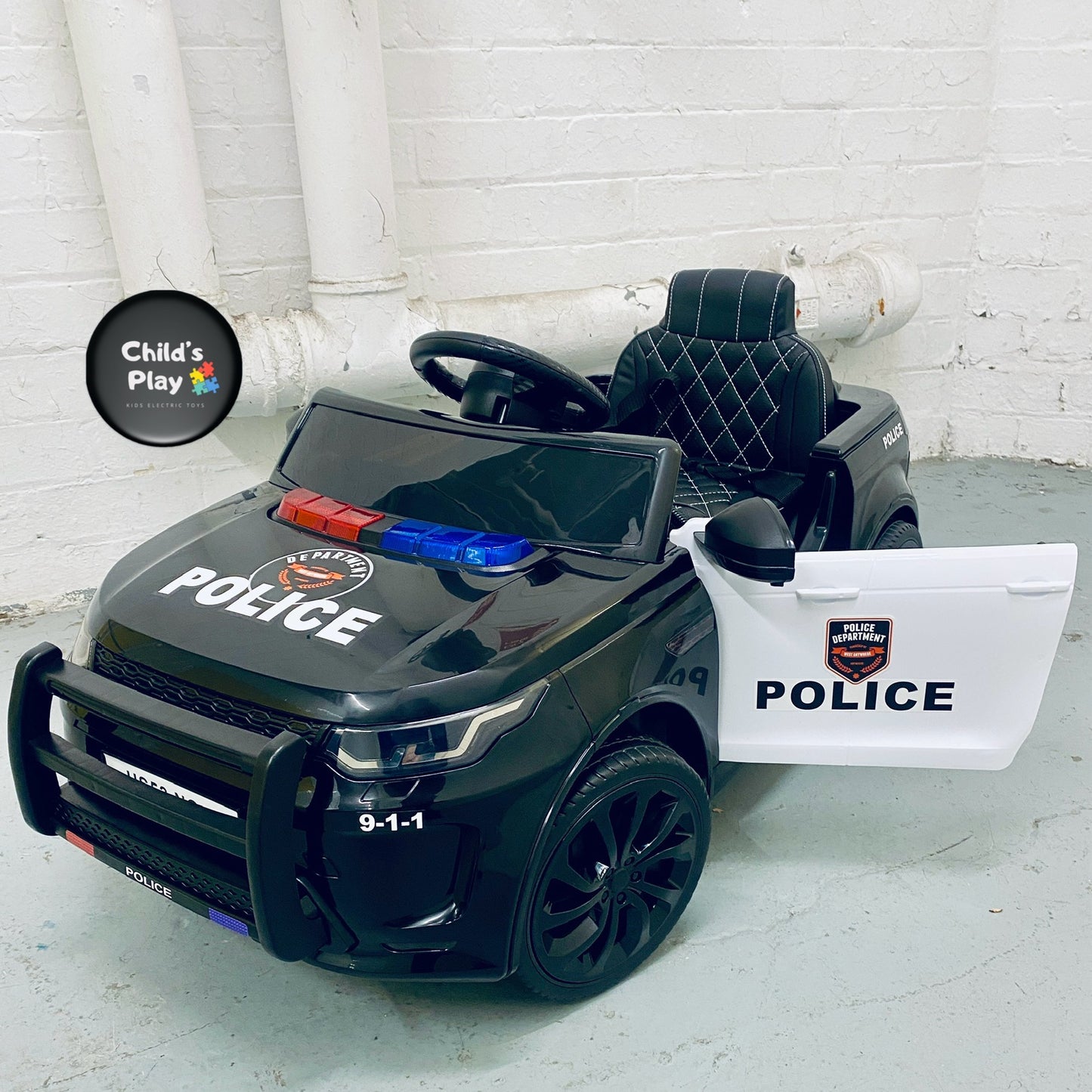 12v Kids Electric Ride On POLICE CAR BLACK