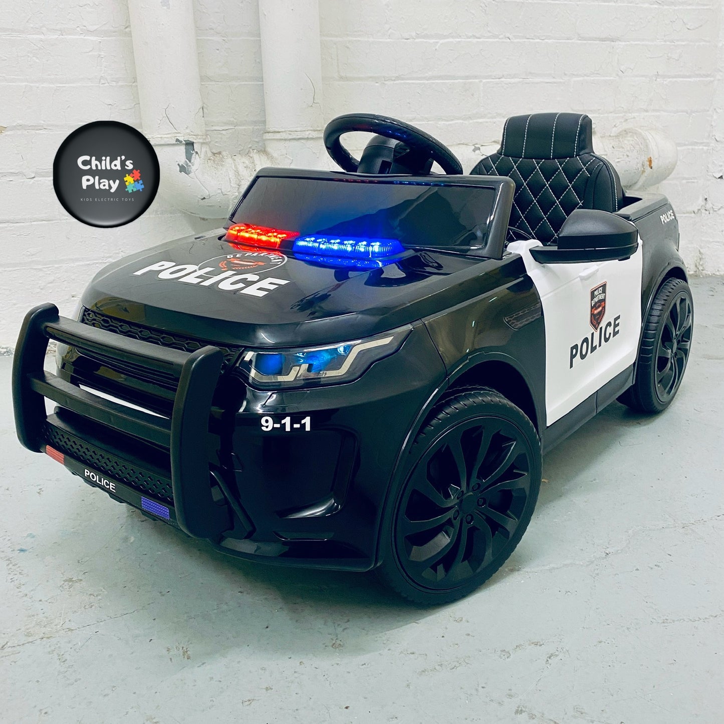 12v Kids Electric Ride On POLICE CAR BLACK