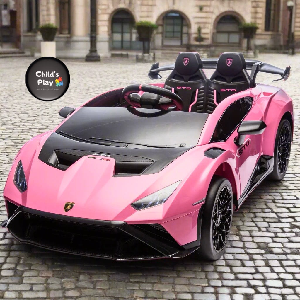 Licensed Lamborghini Huracan STO 24v DRIFT MODE Kids Electric Ride on Car PINK
