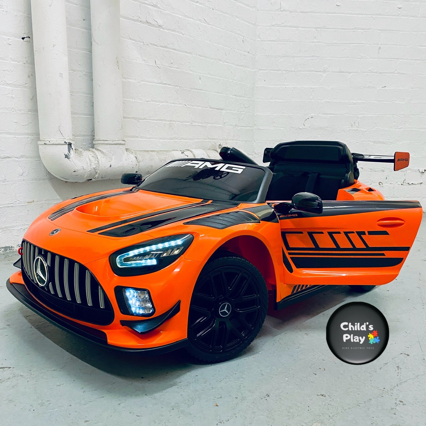 Mercedes AMG GT3 EVO 12V Kids Electric Ride On Car Remote Sport UPGRADED SPEC- ORANGE/ GREEN